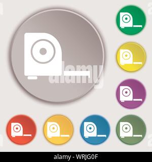 L'icône de construction Roulette signe. Symboles sur huit boutons plats. Vector Illustration de Vecteur