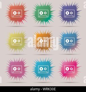 Icône de signe de la cassette. Cassette audio symbole. L'aiguille d'origine neuf boutons. Vector Illustration de Vecteur