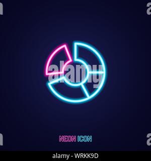 Schéma de cercle lumineux simple contour néon icône colorés sur fond bleu Illustration de Vecteur