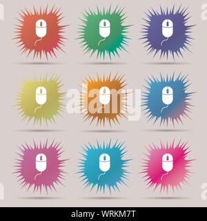 L'icône de la souris de l'ordinateur Connectez-vous. Lecteur optique avec symbole de roue. L'aiguille d'origine neuf boutons. Vector Illustration de Vecteur