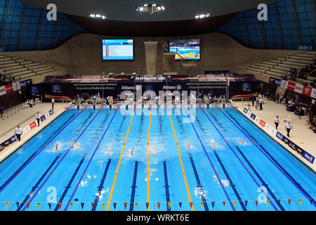 Londres, Royaume-Uni. 10 Sep, 2019. Une vue générale de la Men's 100m dos S13 finale. Championnats du monde de natation 2019 Para Allianz, jour 2 à l'Aquatics Centre de Londres à Londres, Royaume-Uni le mardi 10 septembre 2019. Cette image ne peut être utilisé qu'à des fins rédactionnelles. Utilisez uniquement rédactionnel, pic par Steffan Bowen/Andrew Orchard la photographie de sport/Alamy live news Crédit : Andrew Orchard la photographie de sport/Alamy Live News Banque D'Images