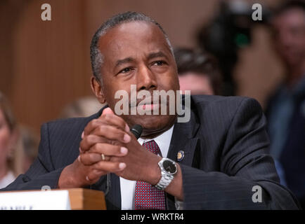 United States Secretary of Housing and Urban Development (HUD) Ben Carson témoigne lors d'une audition devant le comité sénatorial des banques, du logement et des Affaires urbaines, intitulée "La réforme du financement du logement : prochaines étapes" sur la colline du Capitole à Washington, DC le mardi 10 septembre 2019.Crédit : Ron Sachs / CNP | conditions dans le monde entier Banque D'Images