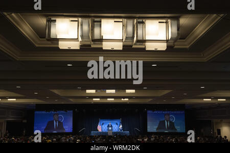 Washington, District de Columbia, Etats-Unis. 10 Sep, 2019. Le Président des Etats-Unis, Donald J. Trump prononce une allocution à la National 2019 Des collèges et universités traditionnellement noires Conférence Semaine à l'hôtel Renaissance à Washington, DC le mardi 10 septembre 2019. Crédit : Kevin Dietsch/Piscine via CNP Crédit : Kevin Dietsch/CNP/ZUMA/Alamy Fil Live News Banque D'Images