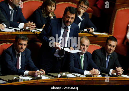 Roma, Italia. 10 Sep, 2019. Matteo Salvini Rome le 10 septembre 2019. Sénat. Discussion et vote de confiance au nouveau gouvernement. Foto Samantha Zucchi Insidefoto insidefoto Crédit : srl/Alamy Live News Banque D'Images