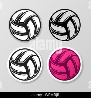 Ensemble de quatre différentes couleurs et noir volley-ball symbos Illustration de Vecteur