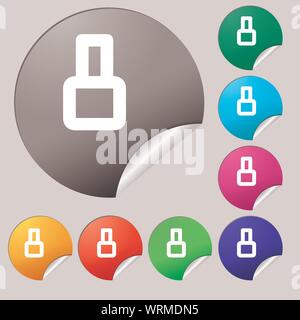 L'icône numéro huit signe. Ensemble de huit boutons ronds multicolores, autocollants. Vector Illustration de Vecteur