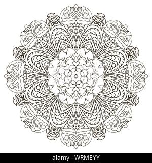 Bel ornement oriental. Mandala. Modèle ronde. La coloration Illustration de Vecteur