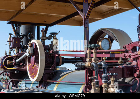 Blandford Dorset.forum.Royaume-Uni.24 août 2019.Close up du groupe de pièces sur un moteur de traction vintage. Banque D'Images