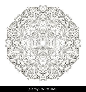 Motif Oriental. Ronde traditionnelle ornement. Mandala. Flocon de coloration. Dessin Illustration de Vecteur