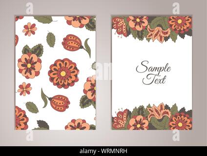 Les cartes pour son anniversaire, une fête, un mariage. Motifs floraux. Couvrir, Magazine, éléments floraux Illustration de Vecteur