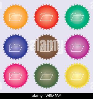 Dossier de document signe. Classeur comptable symbole. Une série de 9 étiquettes de couleurs différentes. Vector Illustration de Vecteur