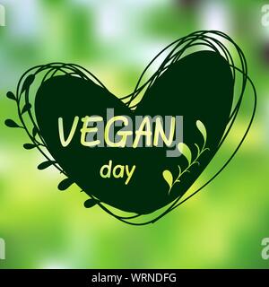 Journée internationale pour les végétariens. Le 1 novembre. Vegan Day. Coeur Illustration de Vecteur