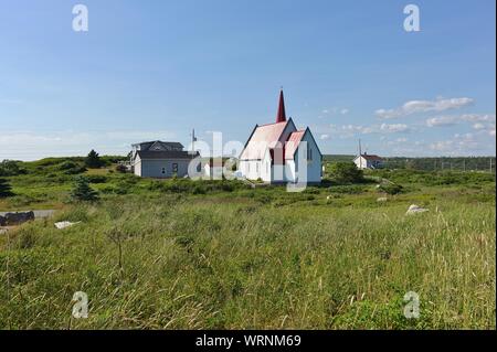 HALIFAX, CANADA -20 JUIL 2019- vue sur la pittoresque église anglicane St John’s, une église historique de style gothique charpenter à Peggy’s Cove à l’extérieur de H Banque D'Images