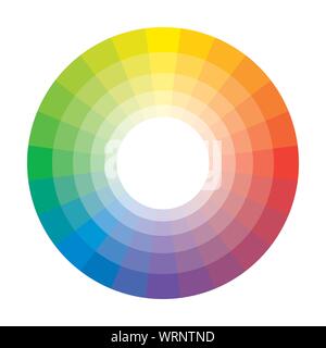 Arc-en-ciel Spectral multicolore polychrome cercle de 24 segments. La palette de couleur harmonique spectrale du peintre. Illustration de Vecteur