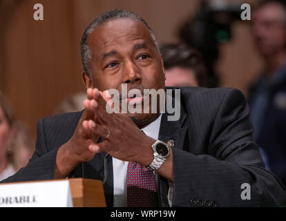 United States Secretary of Housing and Urban Development (HUD) Ben Carson témoigne lors d'une audition devant le comité sénatorial des banques, du logement et des Affaires urbaines, intitulée "La réforme du financement du logement : prochaines étapes" sur la colline du Capitole à Washington, DC le mardi 10 septembre 2019.Crédit : Ron Sachs/CNP /MediaPunch Banque D'Images