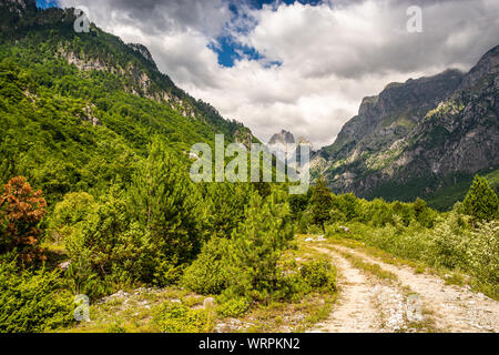 Route de terre au Parc National Valbona en Albanie, de l'Europe Banque D'Images