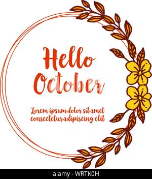 Les feuilles d'automne moderne et de fleur, pour la calligraphie bonjour octobre. Vector Illustration de Vecteur