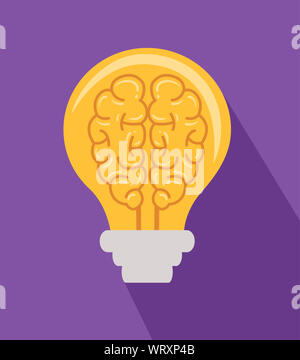 Illustration d'une ampoule à l'intérieur du cerveau Banque D'Images