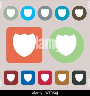 Icône de signe de l'écran. Symbole de protection. 12 boutons de couleur. Modèle plat. Vector Illustration de Vecteur