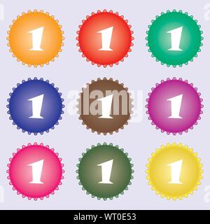 Premier prix signe. Symbole gagnant. L'étape 1. Une série de 9 étiquettes de couleurs différentes. Vector Illustration de Vecteur