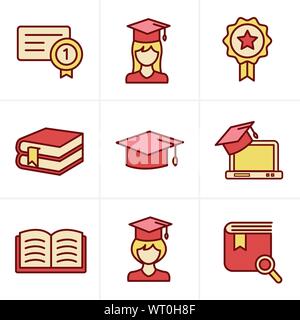 Icônes de Style Education icons set. Illustration de Vecteur