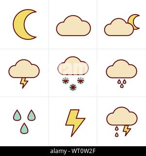 Le style des icônes Les icônes météo sur fond blanc Illustration de Vecteur