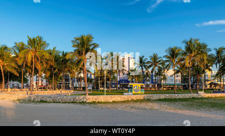 À Miami Beach, Floride horaire du matin Banque D'Images