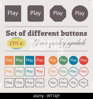 Jouer l'icône Symbole signe.. Grand jeu de colorful, diversifiée et de grande qualité boutons. Vector Illustration de Vecteur