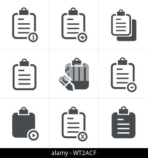 Presse-papiers isolés vecteur, liste icons set Illustration de Vecteur