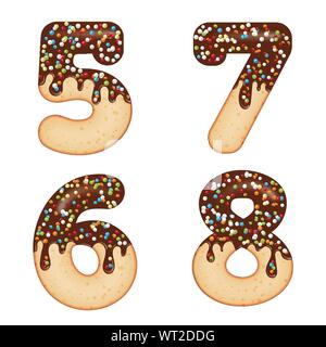 Tentant de la typographie. La conception de la police. Donut 3D cinq, six numéros, se Illustration de Vecteur