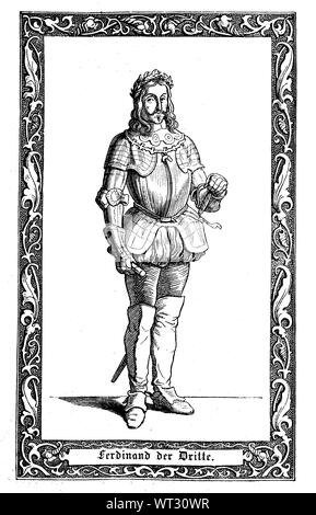 Ferdinand III, était saint empereur romain de 15 février 1637 jusqu'à sa mort. Ferdinand III, 1608-1657, geboren als Ferdinand Ernst, Erzherzog von Österreich aus dem Hause von Habsburg, la guerre 1637 bis zu seinem Tode 1657 römisch-Deutscher Kaiser, l'amélioration numérique reproduction d'une illustration du xixe siècle Banque D'Images