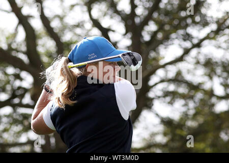 L'Europe de l'équipe Caroline Hedwall tees au large de la 4e au cours de l'aperçu la troisième journée de la Solheim Cup 2019 à Gleneagles Golf Club, à Auchterarder. Banque D'Images