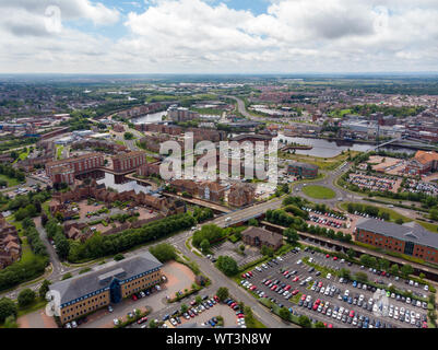 Photo aérienne de l'UK Ville de Middlesbrough une grande ville post-industrielle sur la rive sud de la Rivière Tees dans le comté du Yorkshire du Nord, prises Banque D'Images