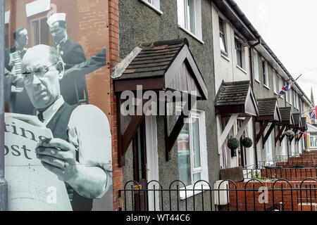 Peintures murales de la politique européenne de défense de l'Ulster. Belfast, Ulster (Irlande du Nord, Royaume-Uni, UK, Europe Banque D'Images