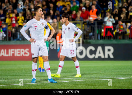 La Lituanie, Vilnius - 10 septembre 2019 : Cristiano Ronaldo du Portugal contrôle le ballon pendant l'UEFA EURO 2020 GROUPE B Banque D'Images