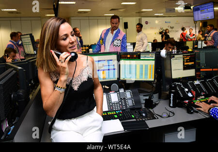 Natalie Pinkham lors de la 15ème édition de la journée caritative annuelle de BGC à Canary Wharf à Londres, en commémoration de la BGC 658 collègues et les 61 employés Eurobrokers a perdu le 11 septembre. Banque D'Images