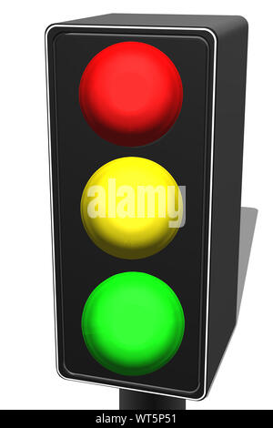 3d illustration d'un feu de circulation avec rouge jaune et vert light in front of white background Banque D'Images