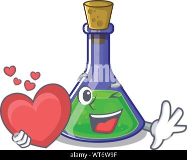 Avec cœur de potion magique en forme de dessin animé en caractère vector illustration Illustration de Vecteur
