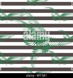 Des fleurs tropicales et des feuilles sur fond de zèbre. Sans couture. Mode d'impression animale. Illustration de Vecteur