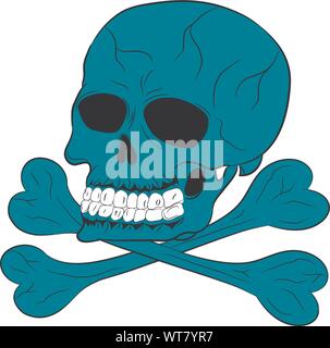 Les os du crâne et cartoon vector illustration. crâne et os illustration pour t-shirt print. Illustration de Vecteur