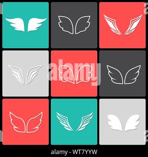 Icon Set ailes d'oiseaux et angel Illustration de Vecteur