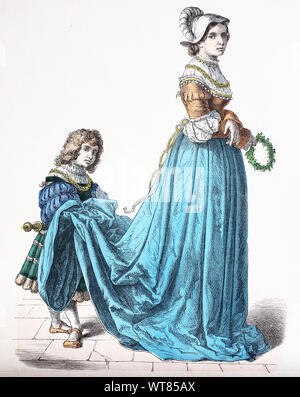 Costume national, des vêtements, de l'histoire des costumes, de la Noblesse Française et de la page, en 1500-1535, Volkstracht, Kleidung, Geschichte der Kostüme, französische und Edelfrau Page, 1500-1535 Banque D'Images