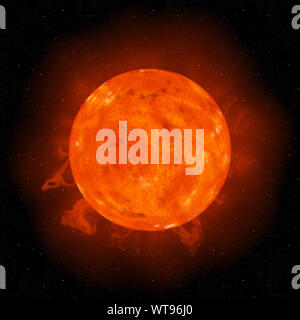 Illustration d'un rendu numérique de soleil dans l'espace. Banque D'Images