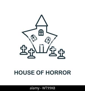 Maison de l'icône Contour d'horreur. Ligne fine style à partir de la collection d'icônes d'halloween. Pixel élément simple parfait maison de l'icône de l'horreur pour la conception web, applications Illustration de Vecteur