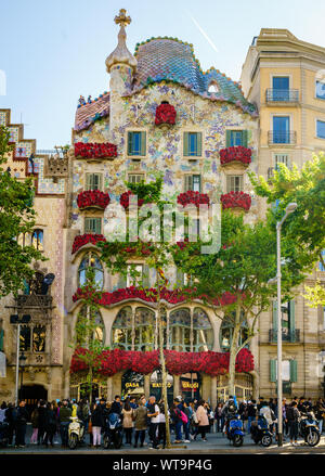 Barcelone, Espagne, le 21 avril 2017 : Casa Batllo par Antoni Gaudi à Barcelone, Espagne Banque D'Images