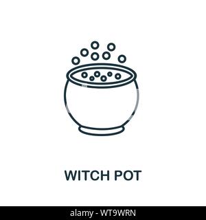 Icône Description Pot de sorcière. Ligne fine style à partir de la collection d'icônes d'halloween. Pixel élément simple parfait pot sorcière icône pour la conception de sites web, applications, logiciels Illustration de Vecteur