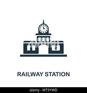 Icône vecteur Gare symbole. Signe de la création d'icônes bâtiments collection. La gare la télévision rempli pour l'icône ordinateur et mobile Illustration de Vecteur