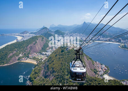 Téléphérique de Sugarloaf et la ville de Rio de Janeiro Banque D'Images