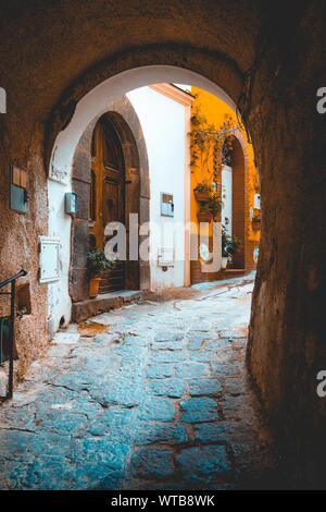 Rue solitaire à l'italie dans des tons méditerranéens Banque D'Images