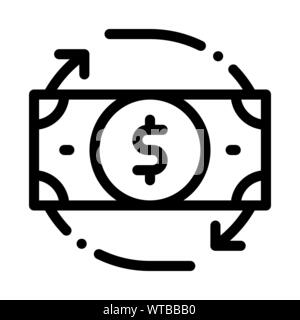 Dollar Bank Note et autour de l'icône vecteur flèches Illustration de Vecteur